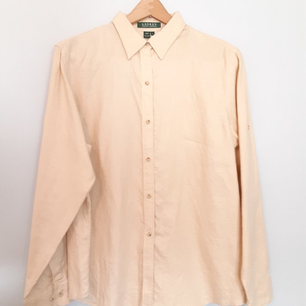 Ralph Lauren Linen Beige Long Sleeve Shirt